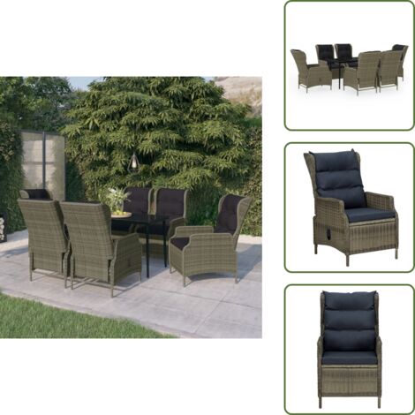 Arredamento da esterno - vidaXL Set da Pranzo da Giardino 7 pz Marrone - Sedie reclinabili