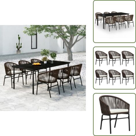Arredamento da esterno - vidaXL Set da Pranzo da Giardino 7 pz Marrone - Tavolo in vetro