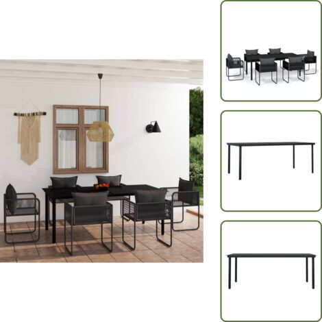 Arredamento da esterno - vidaXL Set da Pranzo da Giardino 7 pz Nero - Tavolo in vetro