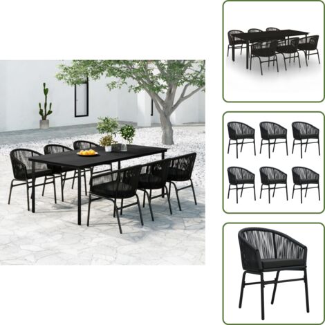 Arredamento da esterno - vidaXL Set da Pranzo da Giardino 7 pz Nero - Tavolo in vetro