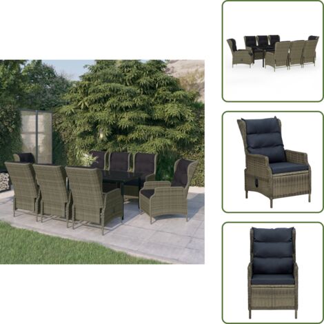 Arredamento da esterno - vidaXL Set da Pranzo da Giardino 9 pz Marrone - Sedie reclinabili