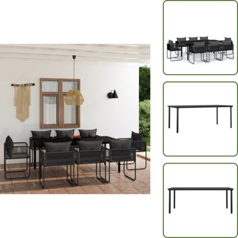 Arredamento da esterno - vidaXL Set da Pranzo da Giardino 9 pz Nero - Tavolo in vetro