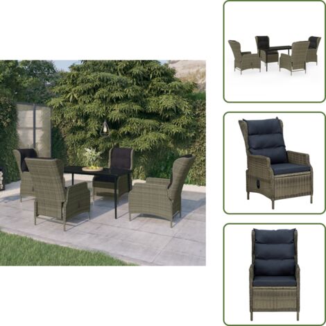 Arredamento da esterno - vidaXL Set da Pranzo da Giardino Marrone - Sedie reclinabili