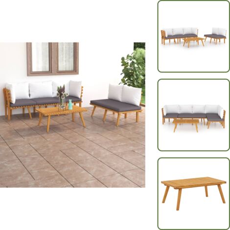 Arredamento da esterno - vidaXL Set Divani da Giardino 5 pz con Cuscini in Massello di Acacia - Divano angolare
