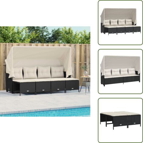 Arredamento da esterno - vidaXL Set Divani da Giardino 5 pz con Cuscini in Polyrattan Nero - Divano da patio