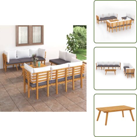 Arredamento da esterno - vidaXL Set Divani da Giardino 8 pz con Cuscini in Massello di Acacia - Divano angolare
