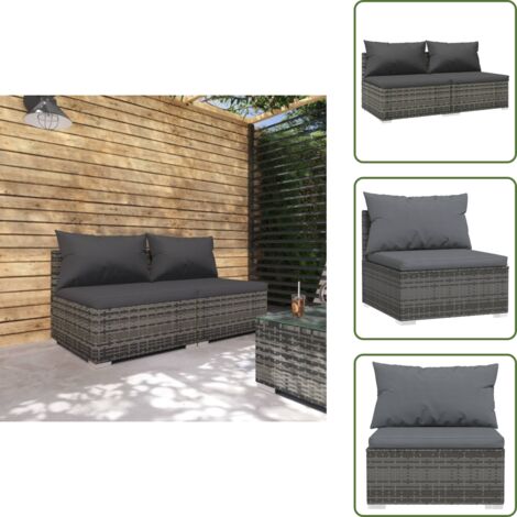 Arredamento da esterno - vidaXL Set Divani da Giardino con Cuscini 2 pz in Polyrattan Grigio - Divano angolare