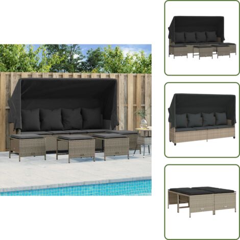 Arredamento da esterno - vidaXL Set Divano da Giardino 5pz con Cuscini Grigio Chiaro Polyrattan - Divano 4 posti