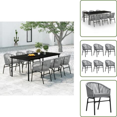 Arredamento da esterno - vidaXL Set Mobili da Pranzo da Giardino 7 pz Antracite - Tavolo in vetro