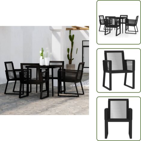 Arredamento da esterno - vidaXL Set Mobili da Pranzo per Giardino 5 pz Nero - Tavolo in vetro