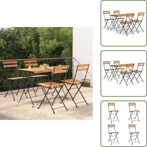 Arredamento da giardino - vidaXL Set Bistrò Pieghevole 5pz in Legno Massello di Acacia e Acciaio - Tavolo in legno