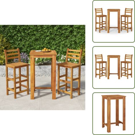 Arredamento da giardino - vidaXL Set da Bar da Giardino 3 pz in Legno Massello di Acacia - Tavolo da bar
