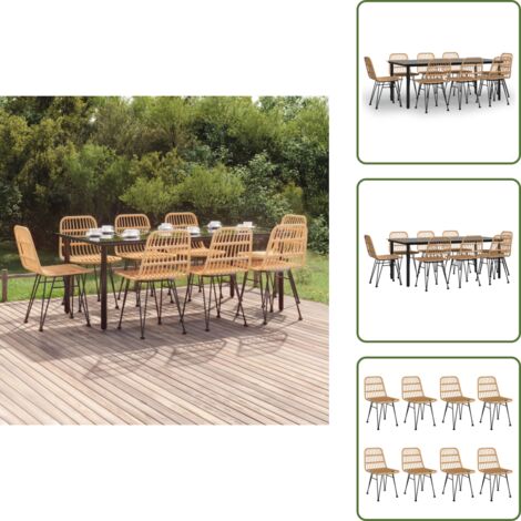 Arredamento da giardino - vidaXL Set da Pranzo da Giardino 9 pz in Polyrattan - Rattan