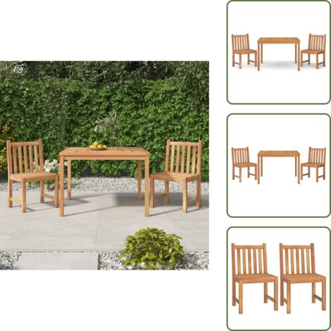 Arredamento da giardino - vidaXL Set da Pranzo per Giardino 3 pz in Legno Massello di Teak - Tavolo da pranzo esterno