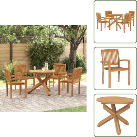 Arredamento da giardino - vidaXL Set da Pranzo per Giardino 5 pz in Legno Massello di Teak - Mobili da giardino in teak
