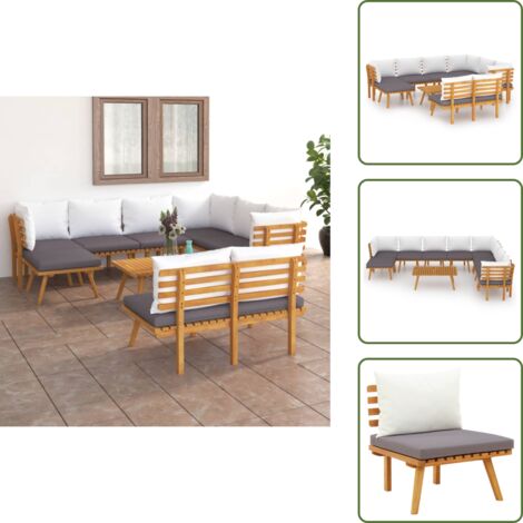 Arredamento da giardino - vidaXL Set Divani da Giardino 9 pz con Cuscini in Massello di Acacia - Divano in acacia
