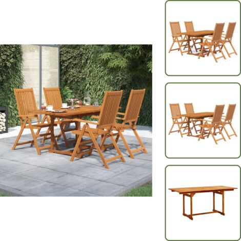 Arredamento da giardino - vidaXL Set Mobili da Pranzo per Giardino 5 pz Legno Massello di Acacia 120-170 cm - Tavolo in legno