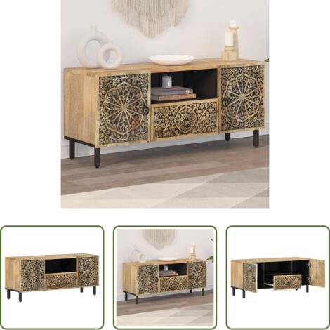 Arredamento in legno massello -  Mobile Porta TV 105x33x46cm in Legno Massello di Mango