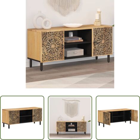 Arredamento in legno massello -  Mobile Porta TV 105x33x46cm in Legno Massello di Mango