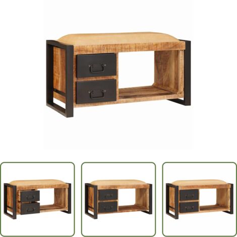 Arredamento industriale -  Panchina con contenitore Marrone Legno massello di mango