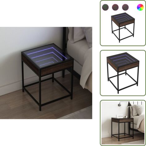 Arredamento interno - vidaXL Comodino con LED Infinity Rovere Marrone 40x40x51 cm - Specchio a LED