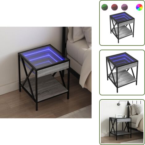 Arredamento interno - vidaXL Comodino con LED Infinity Rovere Sonoma 40x40x50 cm -