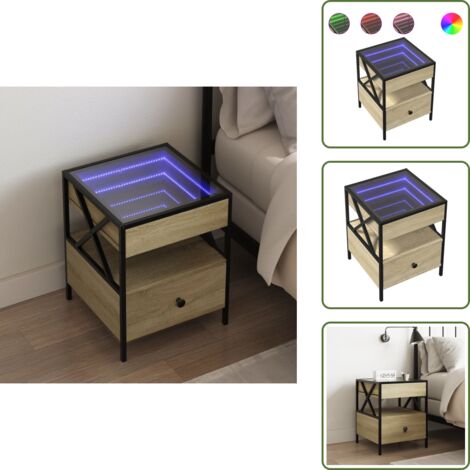 Arredamento interno - vidaXL Comodino con LED Infinity Rovere Sonoma 40x40x51 cm - Comodino con LED