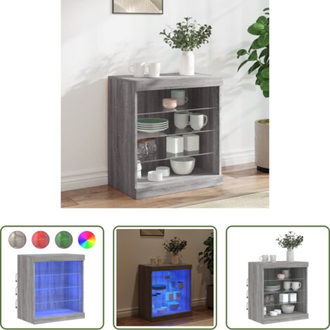 Arredamento moderno -  Credenza con Luci LED Grigio Sonoma 60,5x37x67 cm