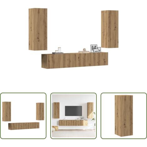 Arredamento moderno -  Mobili TV a Parete 4 pz Rovere Artigianale in Legno Multistrato