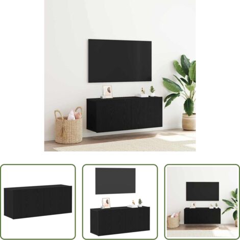 Arredamento moderno -  Set mobile TV Rovere Nero 100 x 30 x 41 cm Legno multistrato