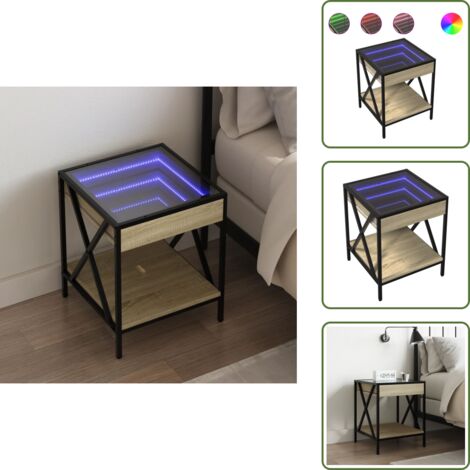 Arredamento moderno - vidaXL Comodino con LED Infinity Rovere Fumo 40x40x49 cm - Comodino con luce