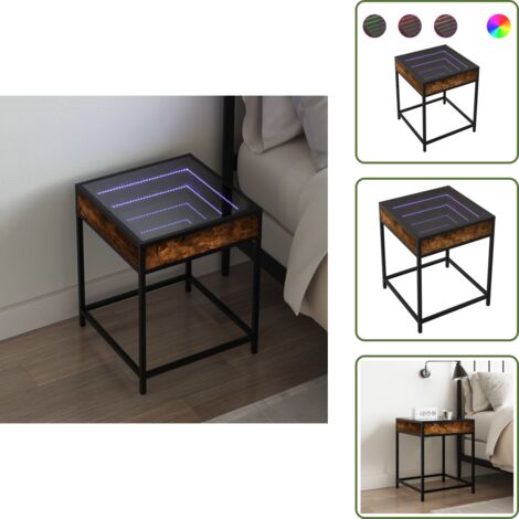 Arredamento moderno - vidaXL Comodino con LED Infinity Rovere Fumo 40x40x51 cm - Comodino con luce