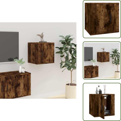 Arredamento moderno - vidaXL Mobile Porta TV a Parete Rovere Fumo 40x34,5x40 cm - Mobile multifunzionale