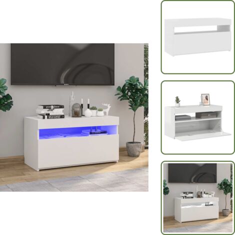 Arredamento moderno - vidaXL Mobile Porta TV con Luci LED Bianco Lucido 75x35x40 cm - Mobile per TV