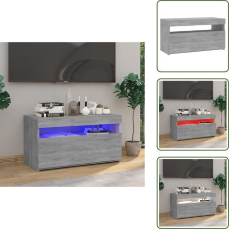 Arredamento moderno - vidaXL Mobile Porta TV con Luci LED Grigio Sonoma 75x35x40 cm - Mobile con luce naturale