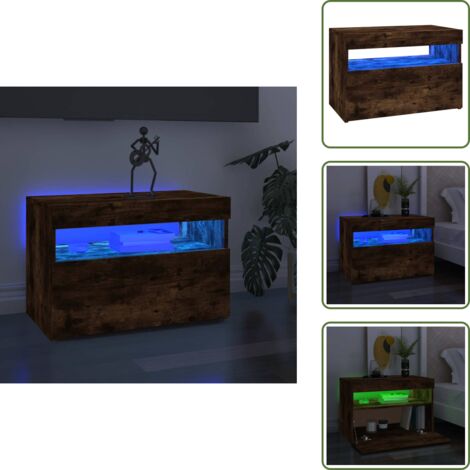 Arredamento moderno - vidaXL Mobile Porta TV con Luci LED Rovere Fumo 60x35x40 cm - Mobile TV con stoccaggio