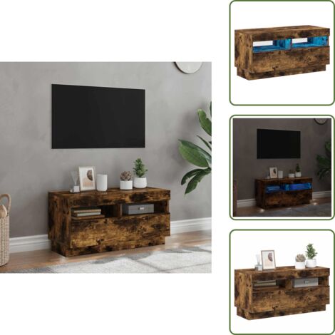 Arredamento moderno - vidaXL Mobile Porta TV con Luci LED Rovere Fumo 80x35x40 cm - Mobile TV con design elegante