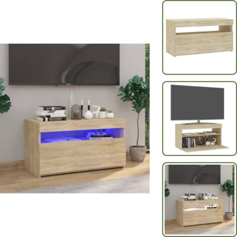 Arredamento moderno - vidaXL Mobile Porta TV con Luci LED Rovere Sonoma 60x35x40 cm - Mobile TV con stoccaggio