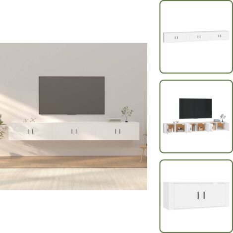 Arredamento moderno - vidaXL Mobili Porta TV a Parete 3 pz Bianco 100x34,5x40 cm - Mobili in legno