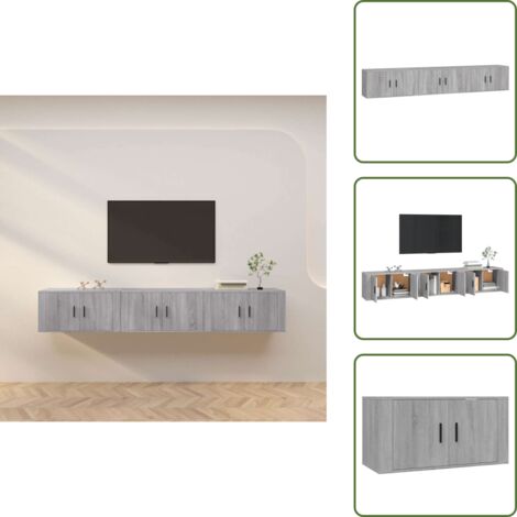 Arredamento moderno - vidaXL Mobili Porta TV a Parete 3 pz Grigio Sonoma 80x34,5x40 cm - Mobili da parete