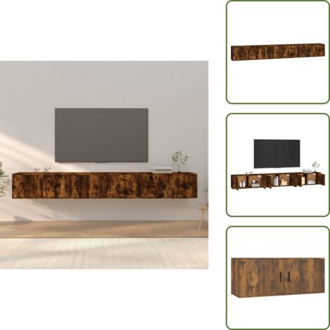 Arredamento moderno - vidaXL Mobili Porta TV a Parete 3 pz Rovere Fumo 100x34,5x40 cm - Mobili in legno