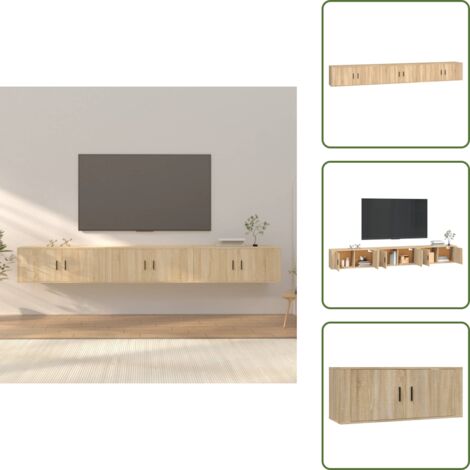 Arredamento moderno - vidaXL Mobili Porta TV a Parete 3 pz Rovere Sonoma 100x34,5x40 cm - Mobili in legno