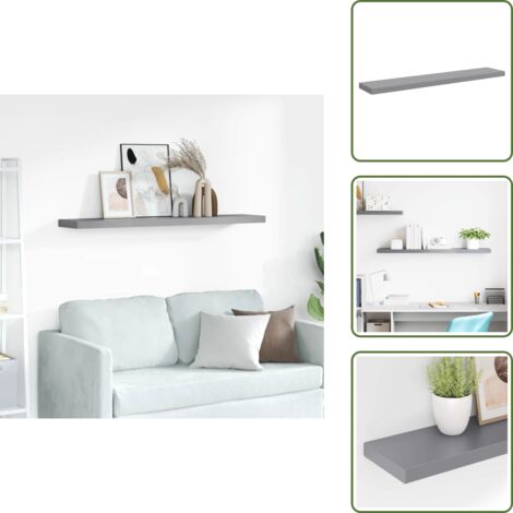 Arredamento moderno - vidaXL Scaffale a Parete Grigio 120x23,5x3,8 cm in MDF - Scaffale in MDF