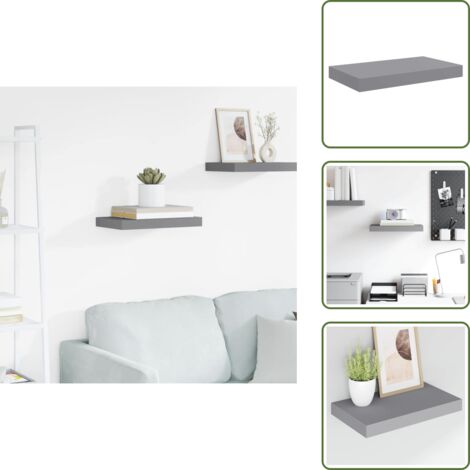 Arredamento moderno - vidaXL Scaffale a Parete Grigio 40x23x3,8 cm in MDF - Scaffale in MDF