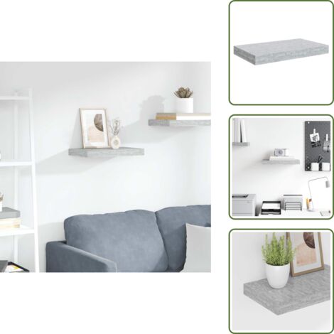 Arredamento moderno - vidaXL Scaffale a Parete Grigio Cemento 40x23x3,8 cm in MDF - Scaffale in MDF