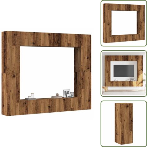 Arredamento moderno - vidaXL Set Mobile TV 8 pz Montato a Parete Legno Antico in Truciolato - Mobiletto