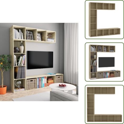 Arredamento moderno - vidaXL Set Mobili Libreria/Porta TV 3 pz Rovere Sonoma 180x30x180 cm - Mobile a parete
