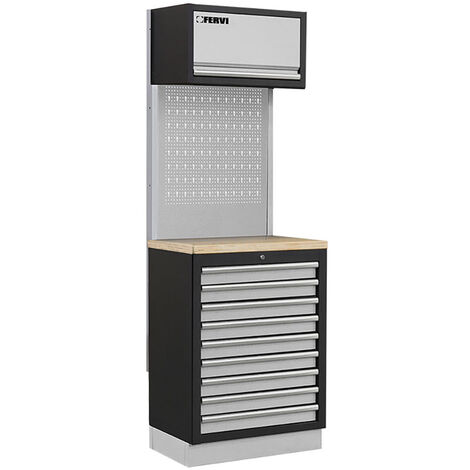Arredamento modulare garage officina FERVI A007R - 680 x 498 x 2000 h mm - piano in legno