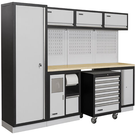Arredamento modulare officina mobili banchi armadi cassettiere Fervi a007e