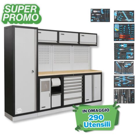 Arredamento modulare officina mobili banchi armadi cassettiere Fervi a007g